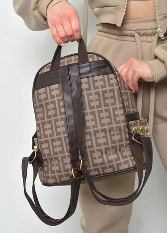 Рюкзак женский с принтом коричневого цвета Let's Shop (271518679)