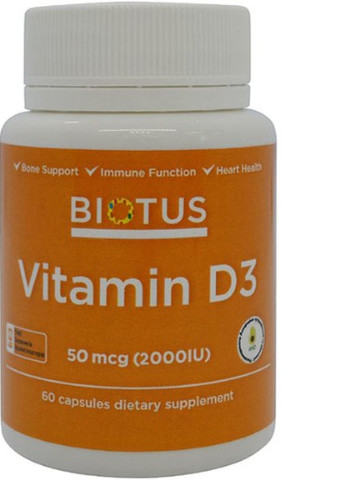 Vitamin D3, 2000 ME 60 Caps BIO-530074 Biotus (256726062)