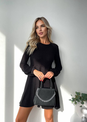 Черное повседневный платье Garna однотонное