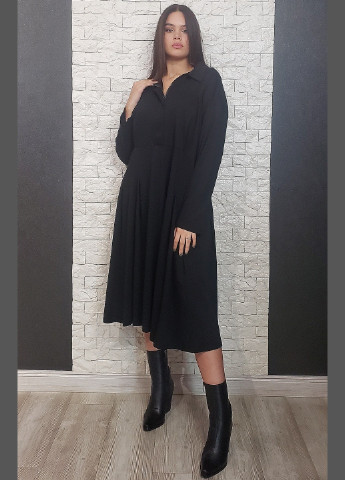 Черное кэжуал платье оверсайз, а-силуэт di classe однотонное