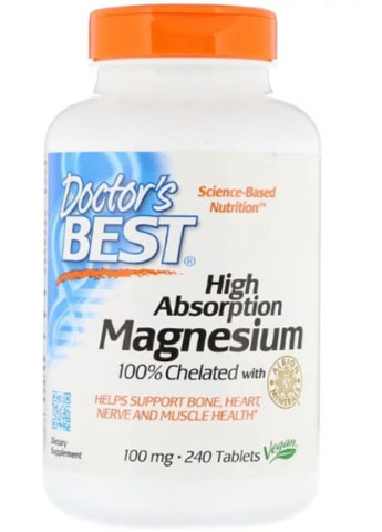 High Absorption Magnesium 100% Chelated with Albion Minerals 240 Tabs DRB-00087 Doctor's Best (256722669)