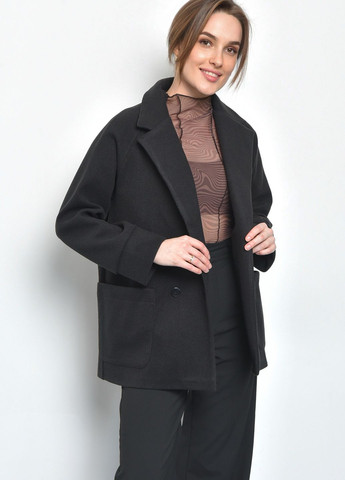 Черное демисезонное Пальто женское кашемировое черного цвета Let's Shop