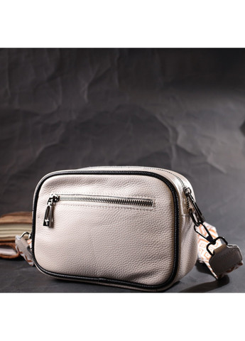 Женская сумка через плечо на одно отделение из натуральной кожи 22383 Белая Vintage (276457515)