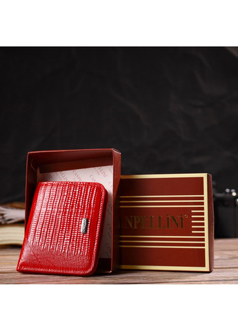 Лакированный женский кошелек небольшого размера из натуральной фактурной кожи 21800 Красный Canpellini (259815870)