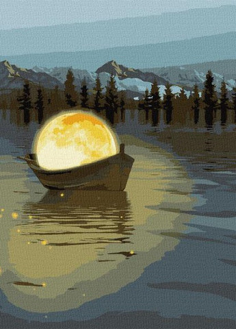 Картина по номерам 50х50 ИДЕЙКА Лунная лодка с красками металлик Ідейка (257162717)