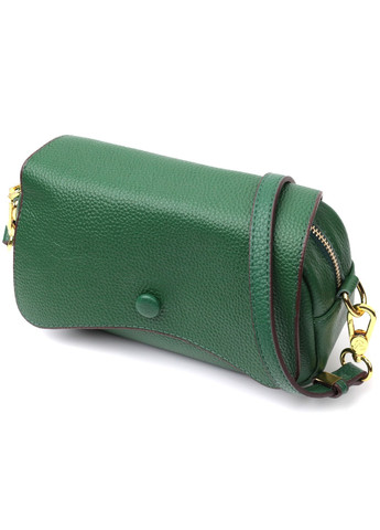 Шкіряна сумка жіноча в красивому кольорі і з фігурним клапаном 22430 Зелена Vintage (276457509)