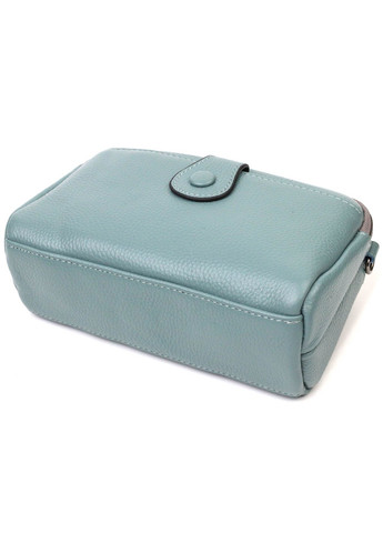 Модна сумка-клатч у стильному дизайні з натуральної шкіри 22087 Сіро-блакитна Vintage (260359849)