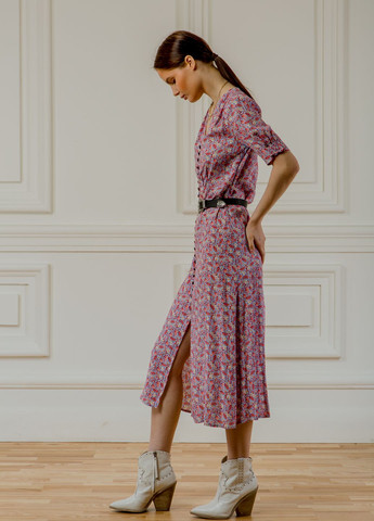 Розовое повседневный платье с вискозного марокена бони Dolcedonna с цветочным принтом
