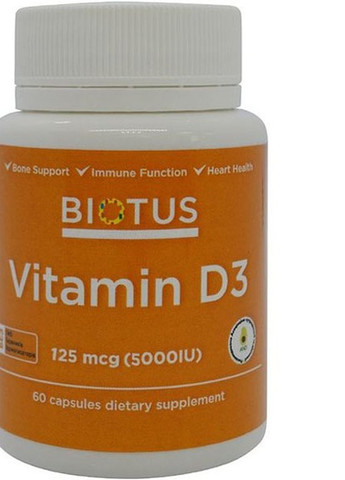 Vitamin D3, 5000 ME 60 Caps BIO-530111 Biotus (257391941)