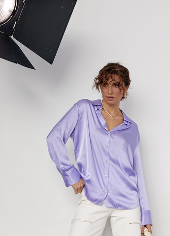 Фіолетова шовкова блуза на ґудзиках - фіолетовий Lurex