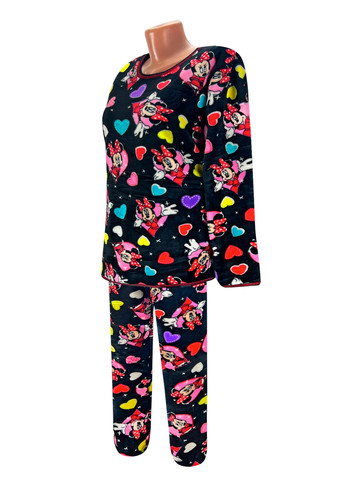 Чорна всесезон піжама жіноча махрова міккі свитшот + брюки Жемчужина стилей 1320