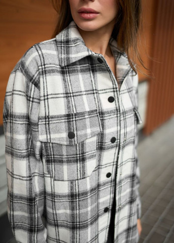 Женская теплая рубашка в клеточку цвет графит р.L 443752 New Trend (266784039)