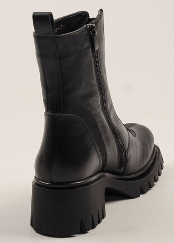 Зимние ботинки с молнией спереди черные кожа Guero
