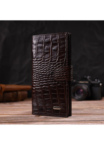 Стильний гаманець для чоловіків з натуральної шкіри з тисненням під крокодила 21915 Коричневий Canpellini (259873939)