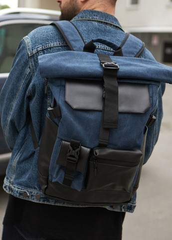 Стильный и практичный рюкзак роллтоп для ноутбука для путешествий комбинированный, синего цвета No Brand rolltop (260074376)