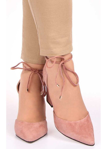 Розовые женские босоножки на каблуке 195177 Geronea на шнурках