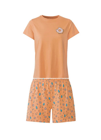 Оранжевая всесезон пижама женская (футболка+шорты) Esmara