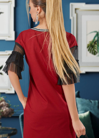 Красное сукнi норма вільна сукня з аплікацією з паєток (3729) Lemanta