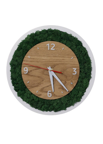 Часы настенные стильные практичные универсальные со стабилизированным мхом из дерева 40х40х4 см (475774-Prob) Белые Unbranded (271125335)