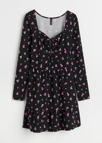 Чорна пляжна плаття, сукня H&M з квітковим принтом