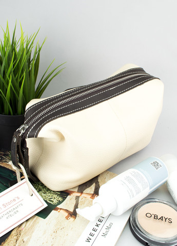 Косметичка жіноча велика шкіряна 064 MBr молочно-коричнева Tom Stone (257490906)