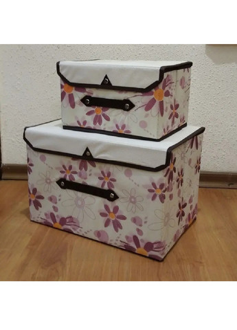 Комплект набор органайзеров кейсов боксов для хранения одежды личных вещей сумок 2 шт (475059-Prob) Бежевый с цветами Unbranded (261030914)