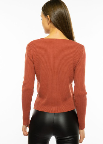Прозрачный демисезонный свитер женский с пуговицами (бледно-коралловый) Time of Style