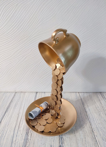 Сувенір статуетка левітуюча чашка з золотим напиленням та монетами ручна робота хендмейд подарунок SuvenirPodarokZP (260495445)