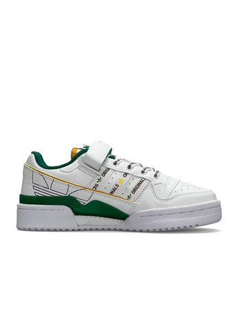 Белые демисезонные кроссовки женские, вьетнам adidas Originals Forum 84 Low New White Green Yellow