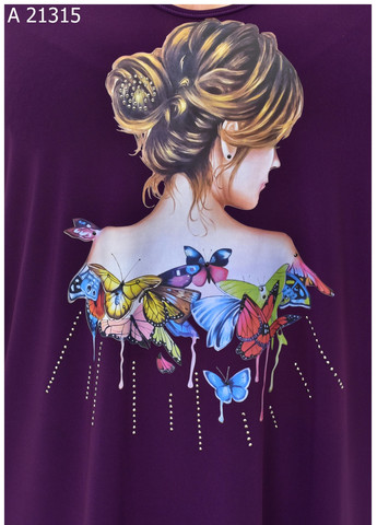 Фиолетовая летняя женская футболка большого размера SK