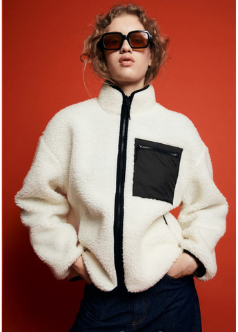 Белая демисезонная женская плюшевая куртка (56417) xs белая H&M