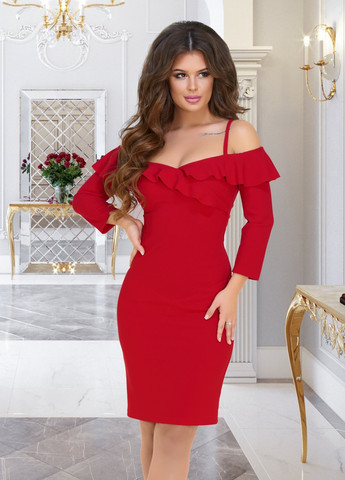 Червона сукнi норма гарна ошатна червона сукня (3924) Lemanta