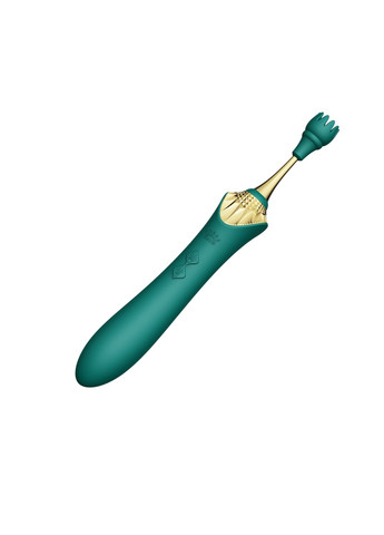 Вагінально-кліторальний вібратор — Bess Turquoise Green, багатофункціональний із насадками Zalo (258470949)