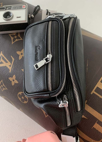 Поясная кожаная молодежная сумка бананка через плечо нагрудная черная сумочка из натуральной кожи No Brand (266914617)