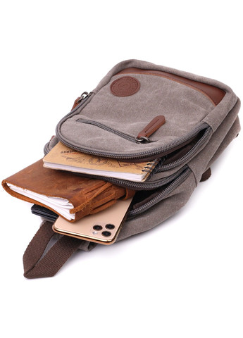 Мужская текстильная сумка через плечо с уплотненной спинкой Vintagе 22173 Серый Vintage (267925274)