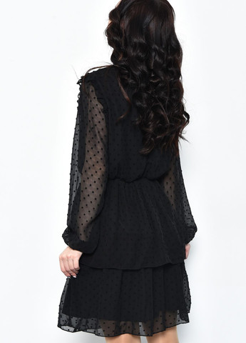 Черное кэжуал платье женское черного цвета баллон Let's Shop однотонное