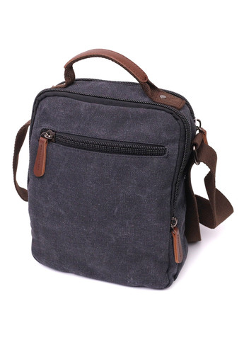 Функциональная вертикальная сумка для мужчин из текстиля 22237 Черный Vintage (267925307)