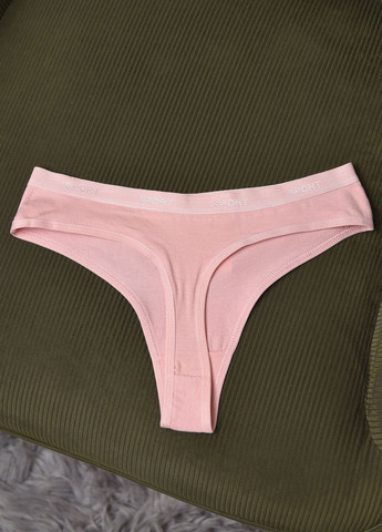 Стрінги жіночі однотонні рожевого кольору Let's Shop (275993183)