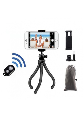 Гнучкий трипод тримач універсальний з пультом шарнірною головкою для екшн камери смартфона 24 см (474484-Prob) Чорний Unbranded (258561730)