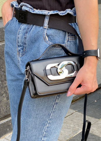 Женская классическая сумка через плечо кросс-боди на ремешке черная No Brand (267808951)