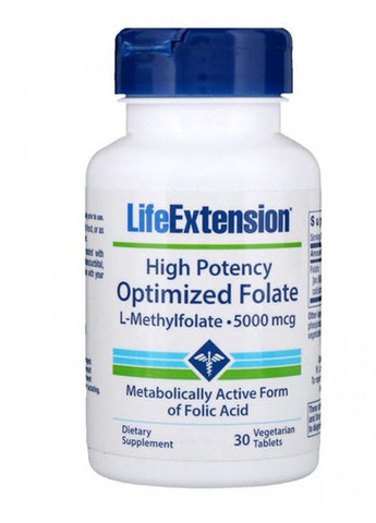 High Potency Optimized Folate 5000 mcg 30 Veg Tabs Life Extension (258498906)