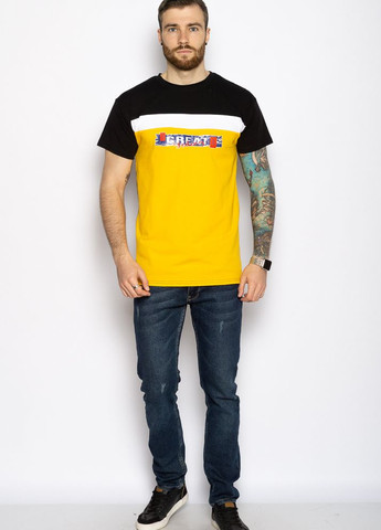 Бесцветная футболка мужская (черно-желтый) Time of Style