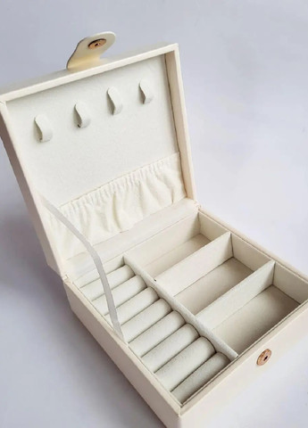 Шкатулка сундук органайзер коробка футляр для хранения украшений бижутерии эко кожа 12х12х5 см (474625-Prob) Белая Unbranded (259138998)