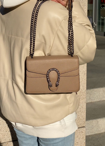 Женская сумка кросс-боди с подковой бежевая No Brand (271828163)
