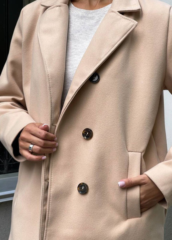Бежеве зимнє Жіноче пальто кашемірове бежевого кольору розмір 42-46 Let's Shop