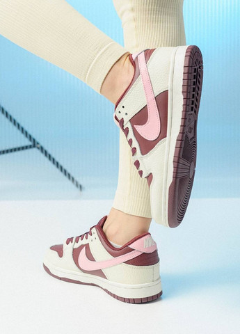 Цветные демисезонные кроссовки женские, вьетнам Nike SB Dunk Low Beige Burgundy