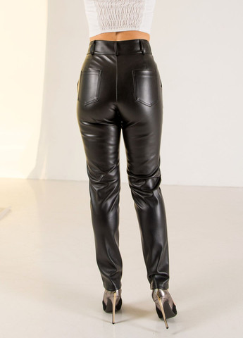 Жіночі брюки з екошкіри на замші 854ПА чорні. No Brand (276907189)