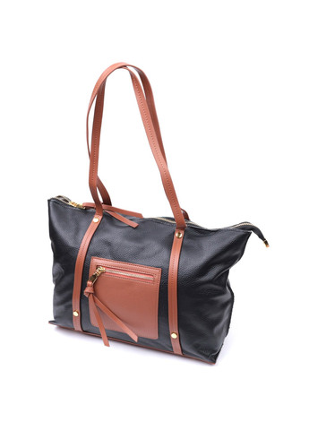 Дивовижна двокольорова сумка жіноча з натуральної шкіри 22303 Чорний Vintage (276461837)