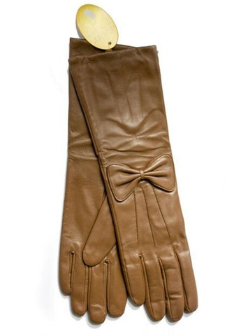 Жіночі коричневі шкіряні довгі рукавички Shust Gloves (266143010)