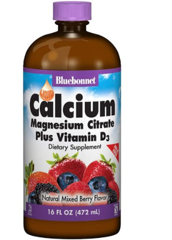 Calcium Magnesium Citrate + Vitamin D3, 16 oz 472 ml Natural Mixed Berry Flavor BLB0696 Bluebonnet Nutrition (256725578)